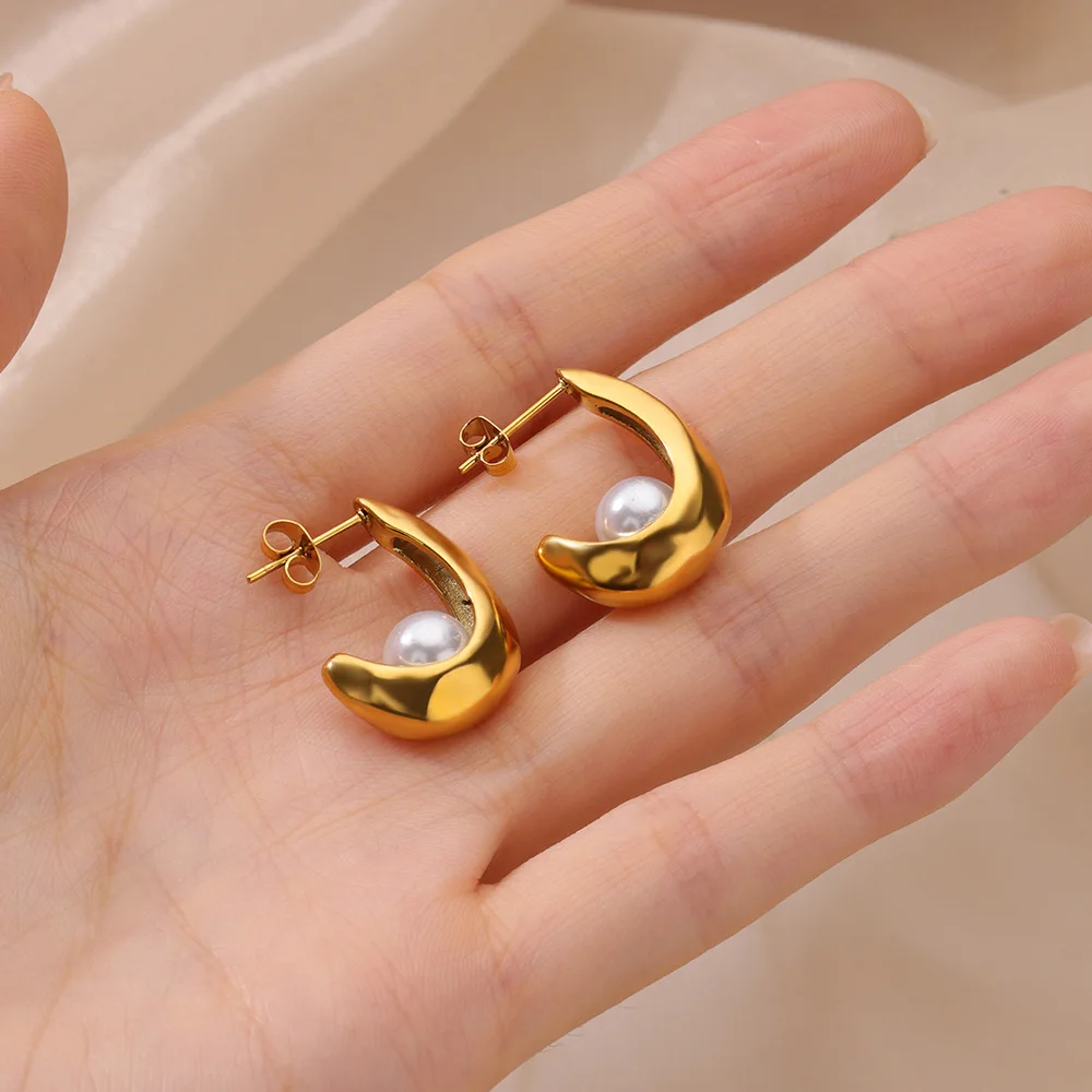 Earrings Pearl Stainless Steel
