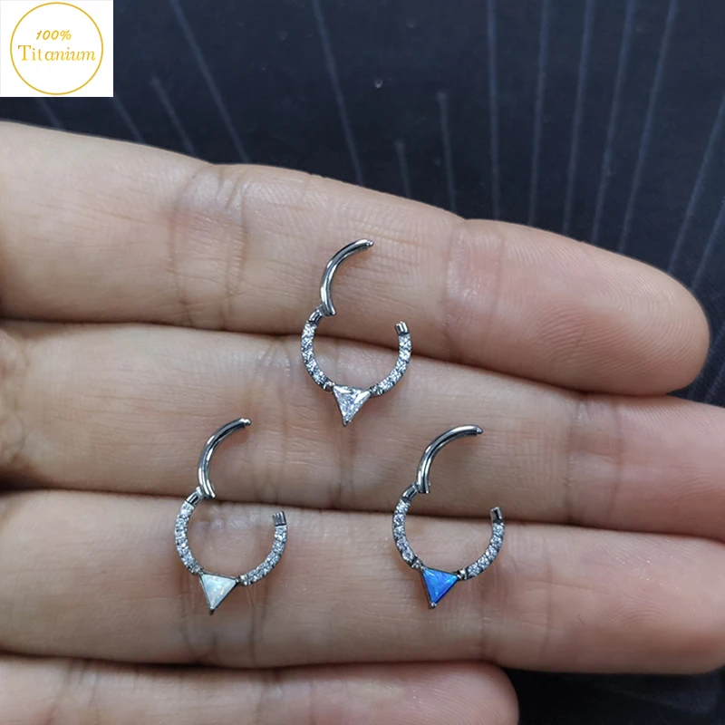 G23 Titanium Earrings Zircon Hinged Segment Clicker Septum Piercing Nose Ring Daith Helix Ear Cartilage Nose Piercing Jewelry