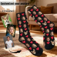 Chaussettes personnalisées pour hommes et femmes, chaussettes d'expression drôle sur le thème du visage, chaussettes personnalisées photo personnalisées, cadeaux d'anniversaire 1