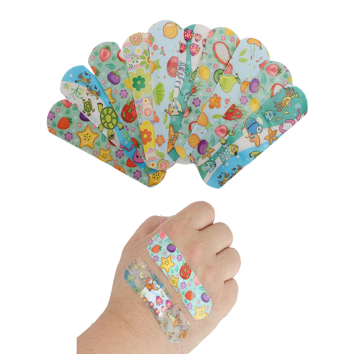 Medical Bandaids Cartoon Animal Pattern Waterproof Hemostasis Kids Band Aid Stickers Adhesive Bandage Wound Strips Plasters 100pcs for Children
