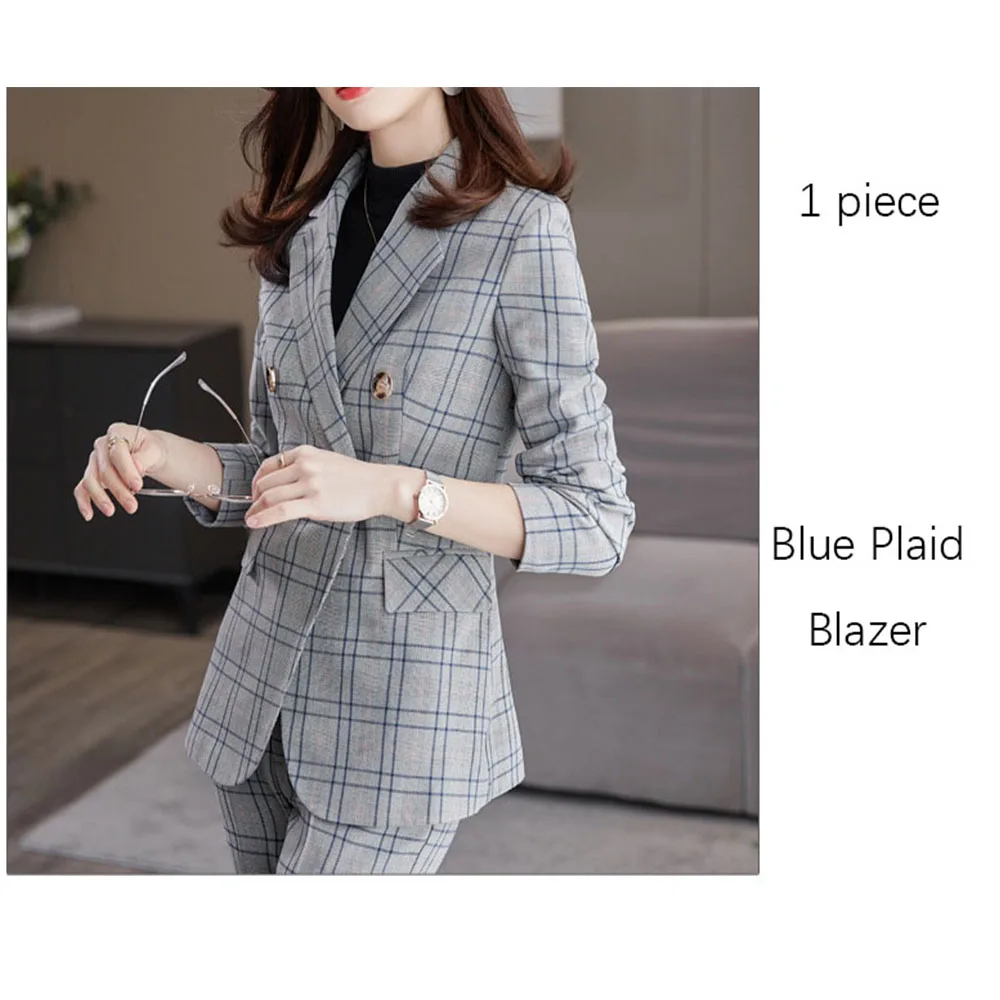 Tesco Plaid Female Blazer Suit British Style 2 Pieces Set For Elegant Lady Fashion Casual Jacket Outfits For Party blazer mujer