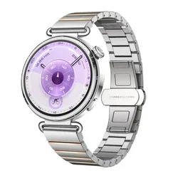 Elegant 18mm Metal Strap for Women - Comfortable Watch Wristband Bracelet Accessory (Silver gold)