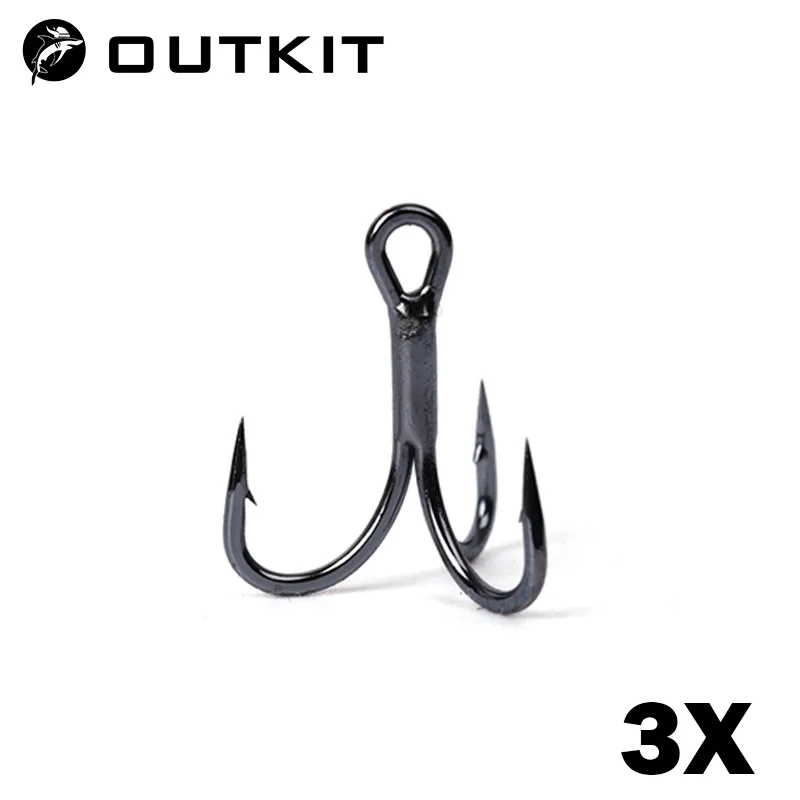 

OUTKIT 10 шт. 3x6066 прочный супер острый круглый тройной крючок антикоррозийный Высокоуглеродистая сталь 10-18 # морские тройные Крючки рыболовные снасти