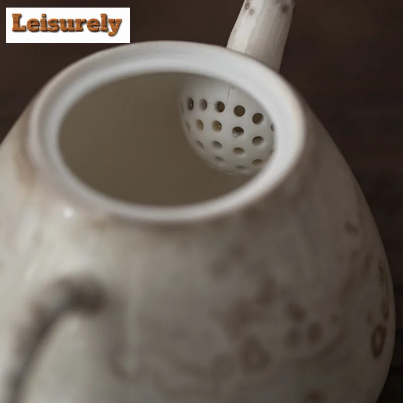 170ml Ink Painting Teapot Handmade Tea Infuser Pot Household Tea Soaking Kettle With Ball Hole Teaset Supplies Collection Craft