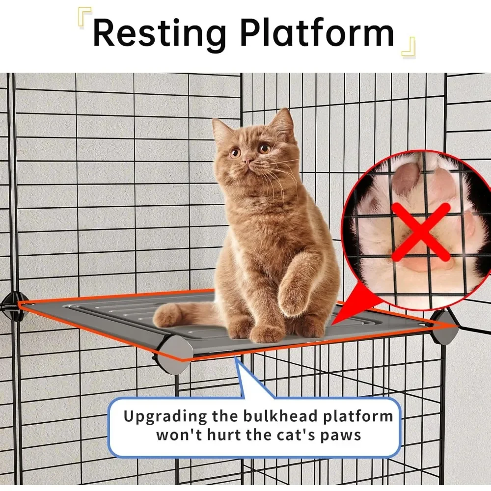 Cat Cage Indoor with Litter Box 3-Tier DIY Cat Detachable Metal Wire Kennel Crate Large Exercise Place Ideal for 1-2 Kitten