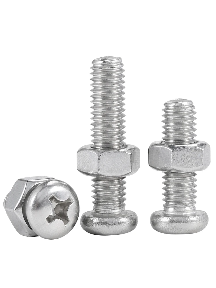 M1 M1.2 M1.4 M1.6 M2 M2.5 Mini Round Head Phillips Bolt Nuts Combination 304 Stainless Steel Pan Head Screws Hexagon Nuts Sets stainless steel screws stainless steel nut