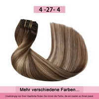 Extensions à clipser Sweetmet Pro2.0 en cheveux humains, 120g, épaisses, 7 pièces # Extensions de cheveux humains Remy 4/27/4 Balayage brun chocolat à blond caramel, à clipser, 35cm-55cm, tissu double maille sans couture pour femmes 5