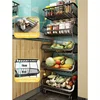 Fruit Vegetable Storage Basket 5 Tier Stackable Fruit Storage Rolling Cart Metal Wire Vegetable Baskets Bins Rack with W 3