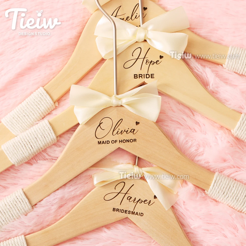 Personalized Wedding Dress Hangers, Custom Engraved Bridal Party Hangers, Bridesmaid, Maid Of Honor, Mother Of The Bride Gift