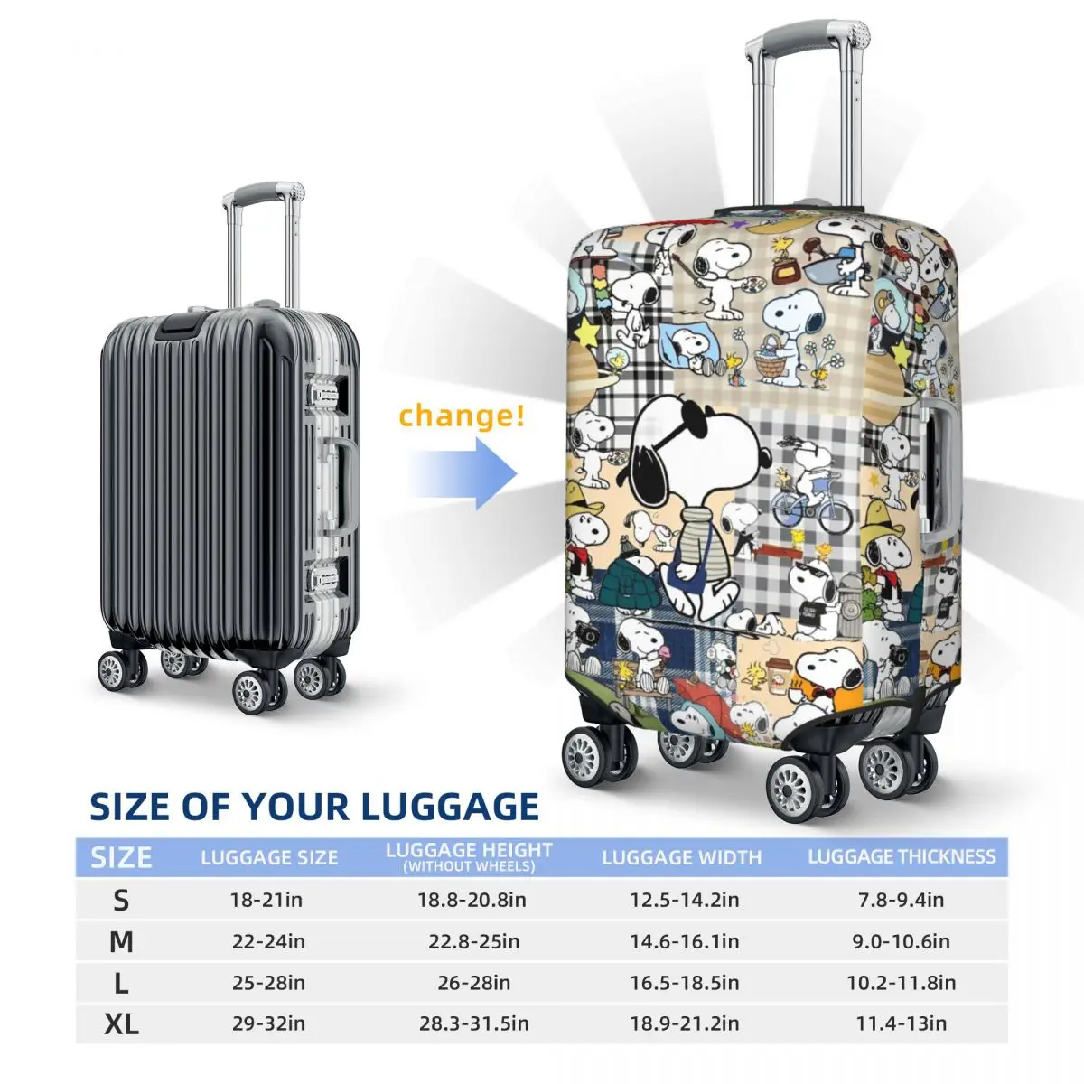 American Snoopy Dog Suitcase Cover Flight Christmas Fun Luggage Accesories Business Protection 6