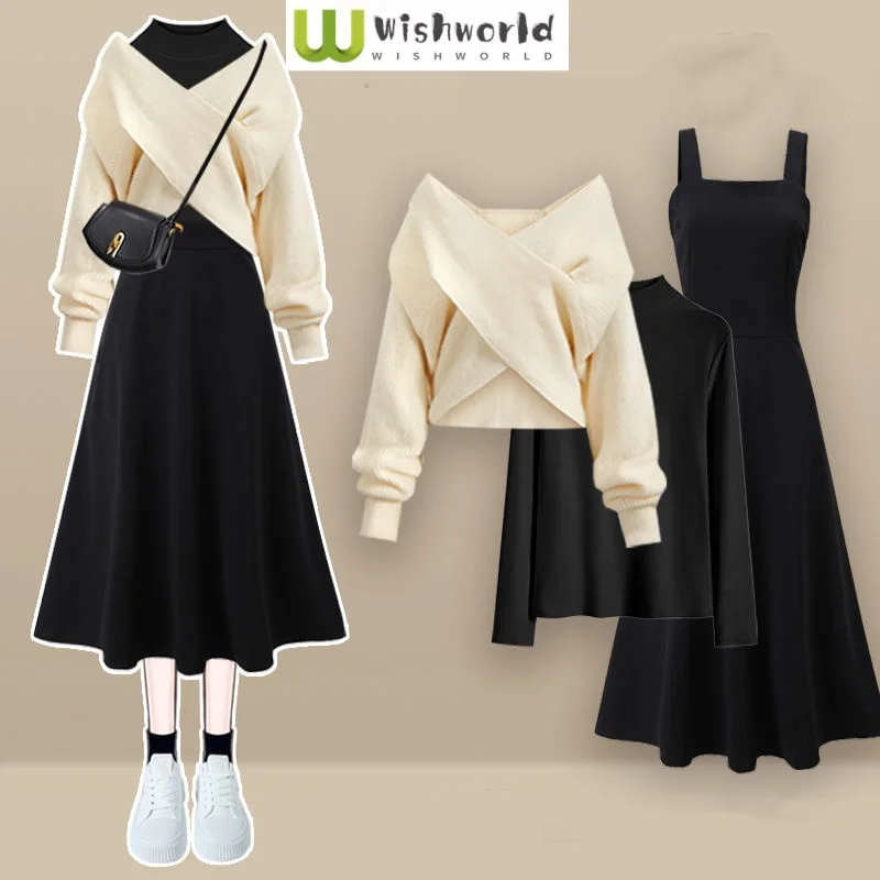 Blouse-Skirt Combi Pullover Dress