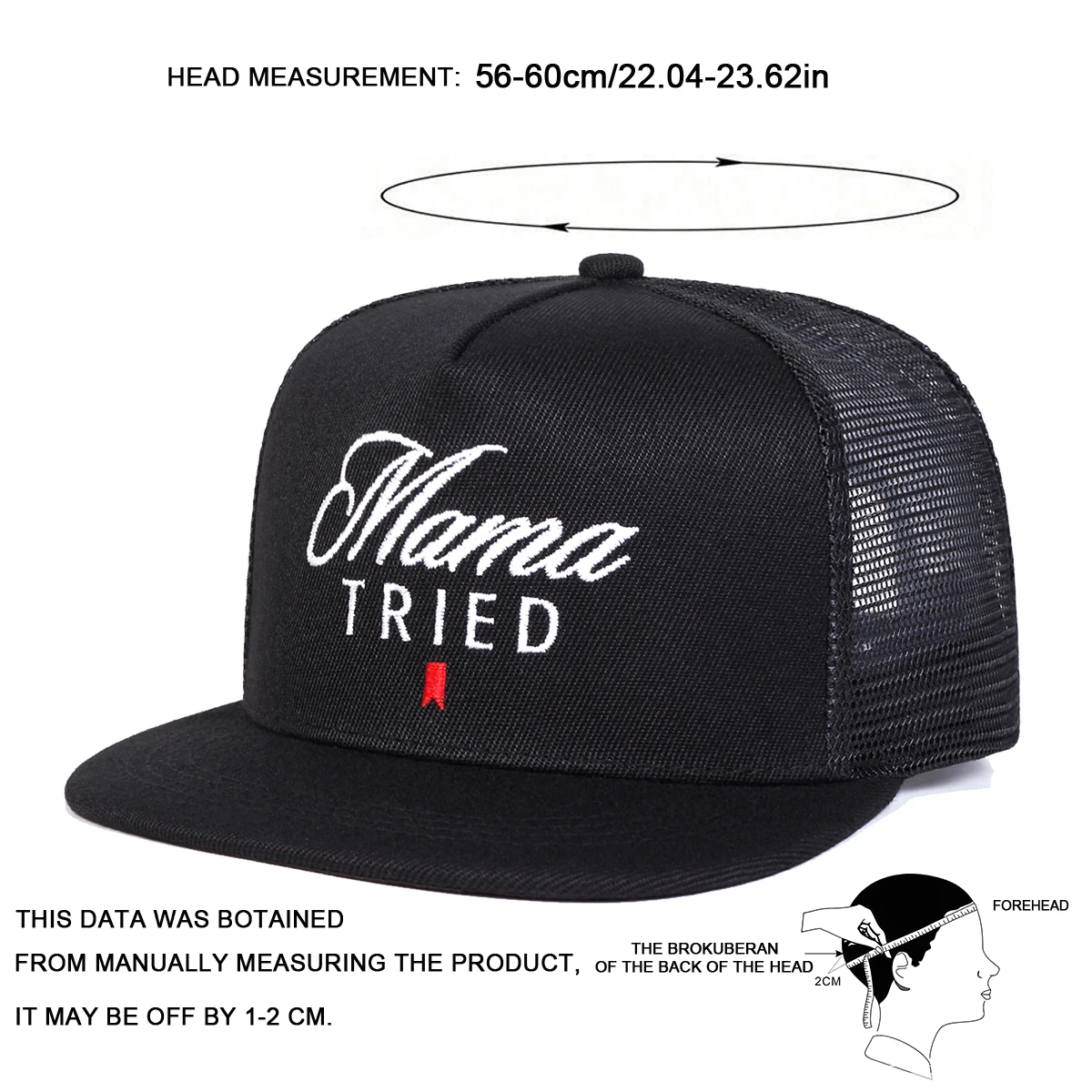 Unisex Mama TRIED Buchstaben-Stickerei Hip-Hop Netzhut Frühling Sommer Verstellbare Lässige Snapback Baseballkappen Outdoor Sonnenschutzhut – Detail 5
