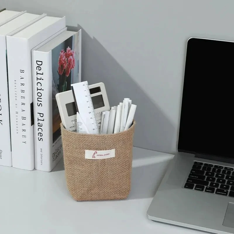 2Pcs Cotton And Linen Fabric Storage Bag Wall Hanging Storage Bag Hanging Pocket Behind The Door Dormitory Mini Cloth Bag 4