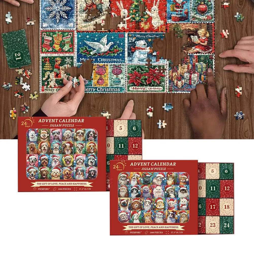 Christmas Puzzle Advent Calendar Creative Cat Dog Christmas Puzzle Advent Calendar Puppy Decorations