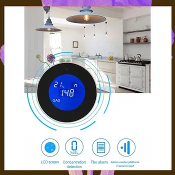 Combustible Gas Detector Combustible Gas Leak Detector With Temperature Function With LCD Display With Tuya App EU Plug-[Y06A] 1