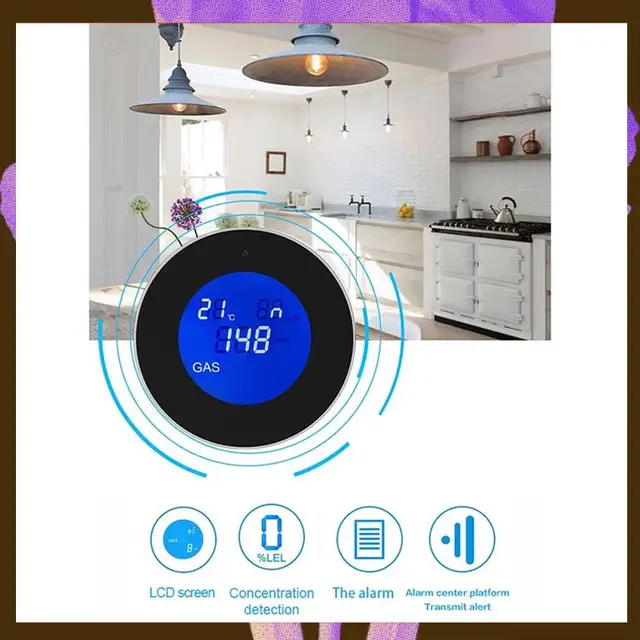 Combustible Gas Detector Combustible Gas Leak Detector With Temperature Function With LCD Display With Tuya App EU Plug-[Y06A] 1