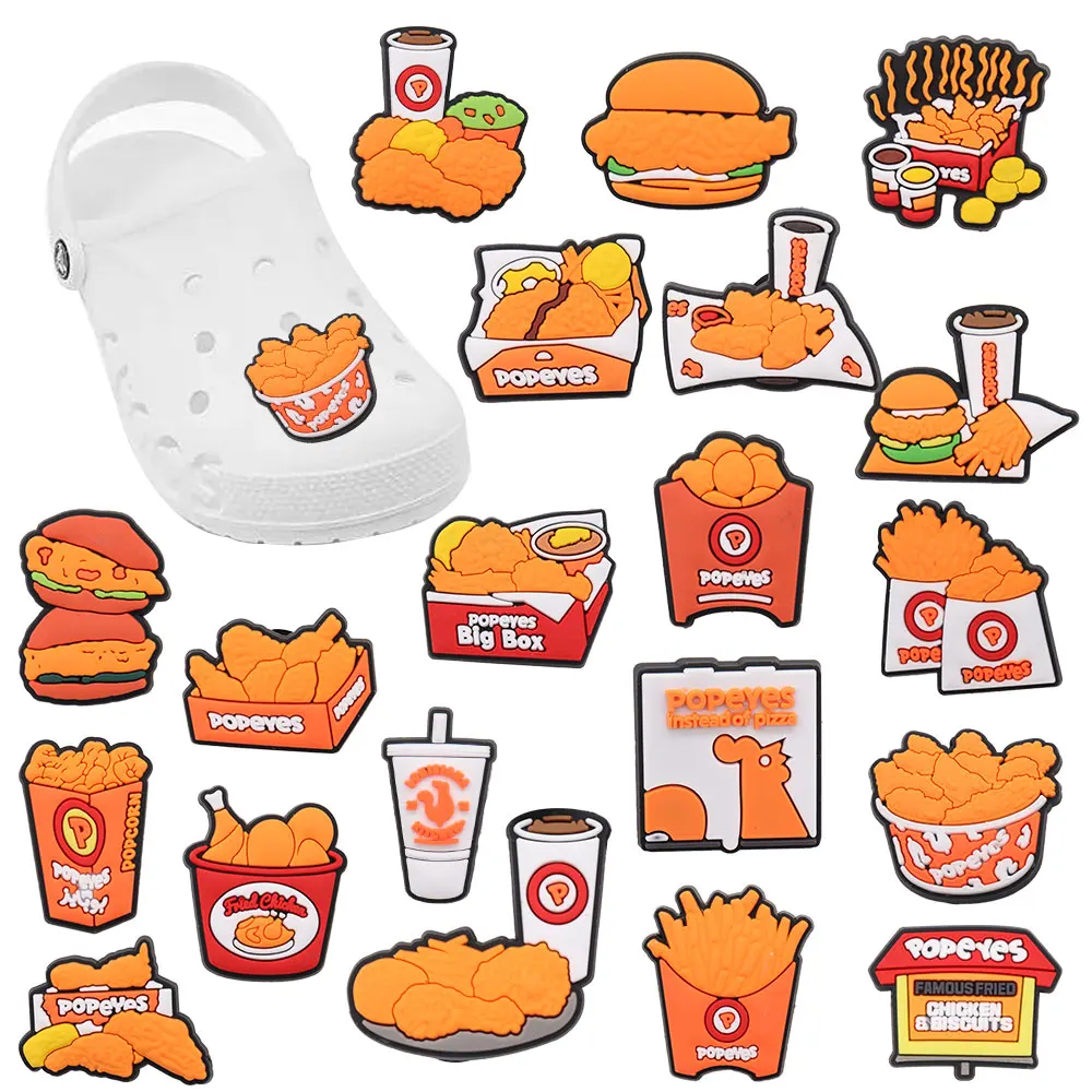 

1-20pcs Fried Chicken Chips Yummy Food Shoes Button Children Buckle Decorations Fit Croc Jibz Birthday Present