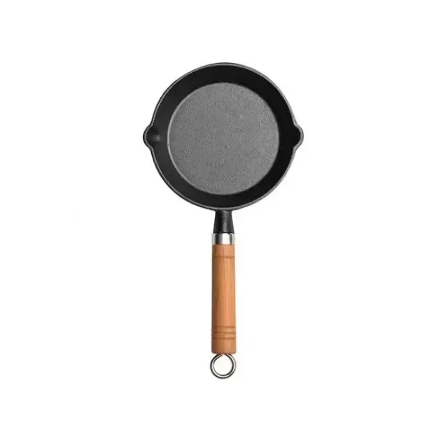 20cm Cast Iron Fry Pan with Wooden Handle 2