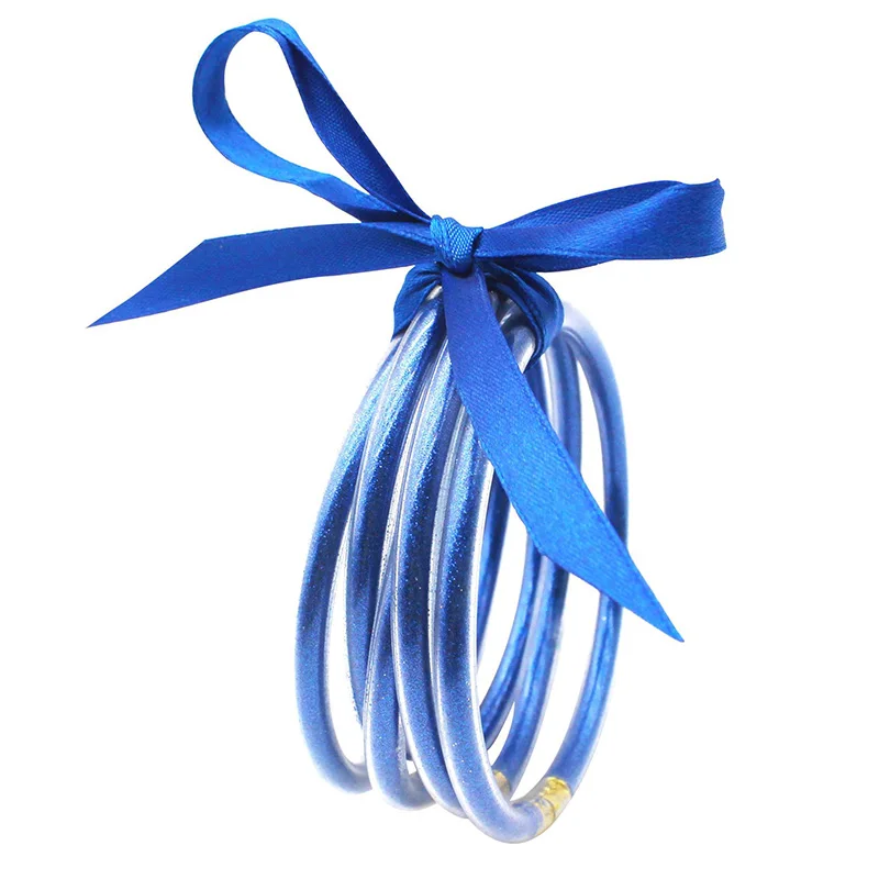 Set Braccialetti Glitterati Jovono | In Silicone Gelatina | Per Feste | Donna E Ragazze | 5 Pezzi - Foto 4