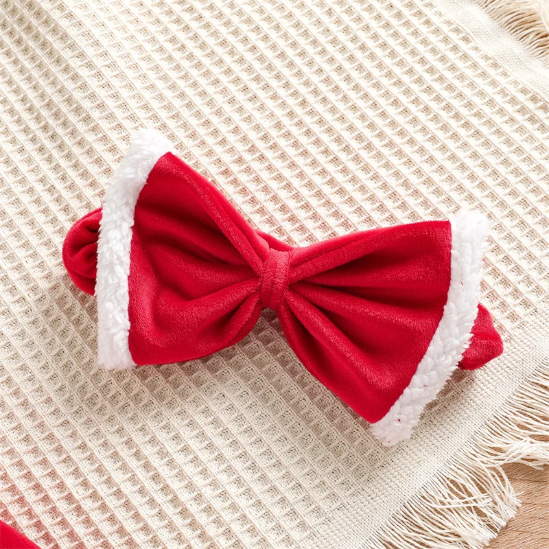 Baby Girl Christmas Dress Santa Claus Long Sleeve Skirt Christmas Velvet Mesh Patchwork A Line Dress with Headband