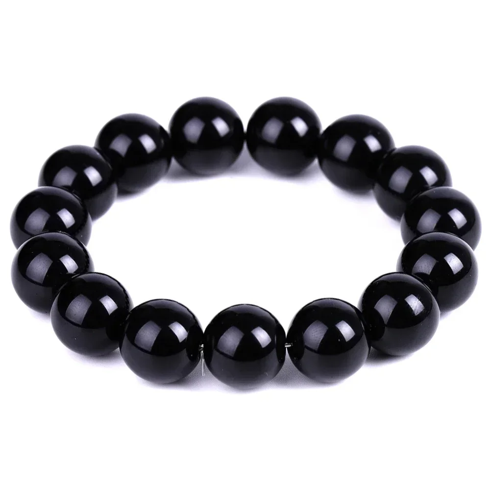 Natural Stone Bracelet Black Obsidian Fat Relief Promote Blood Circulation Anti Anxiety Weight Loss Women Men Jewelry