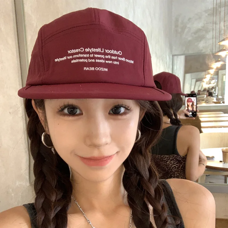

Retro Letter Printing 5-panel Baseball Caps for Women Summer Outdoor Travel Sun Protection Versatile Quick-drying Hip Hop Hat