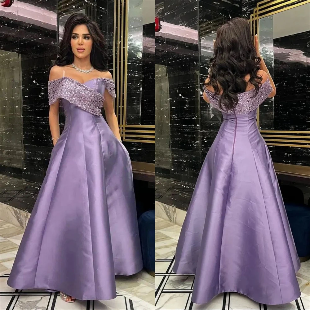 

Prom Dresses Exquisite Off-the-shoulder Ball Gown Cocktail Sequin Draped Satin Occasion Evening فستان سهرة نسائي فخمه 2023