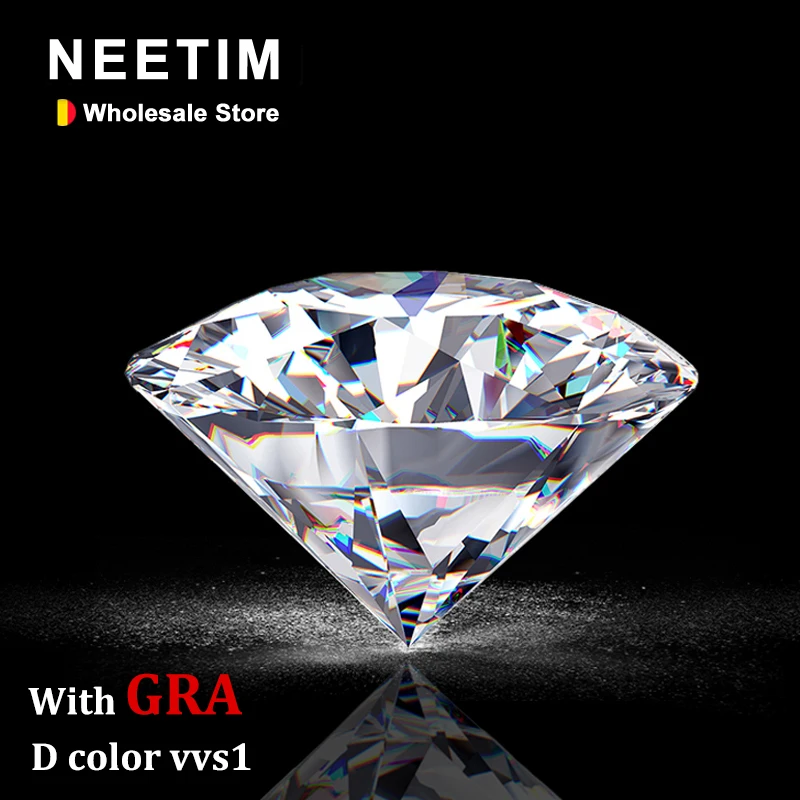 Neetim Real Gems Moissanite Pietra Sciolta Prezzo Di Fabbrica Più Economico D Color Vvs1 Taglio Rotondo Gra Lab Grown Diamond Pass Diamond Test