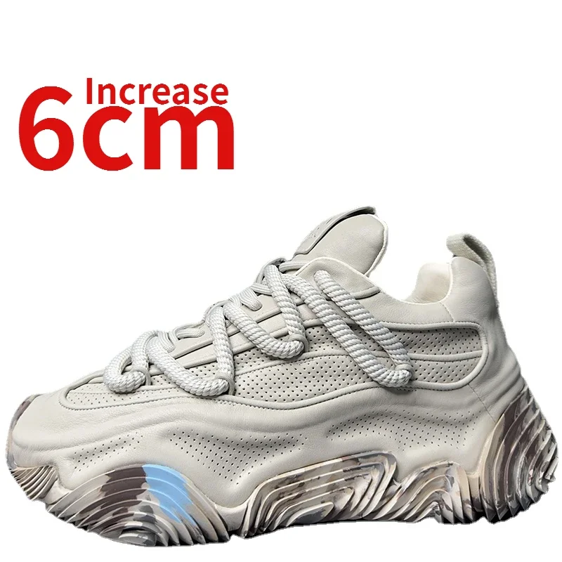 

Euro/America Luxury Craft Design Trends Dad's Shoes for Men Increase 6cm Genuine Leather Camouflage Platform Sports Casual Shoes