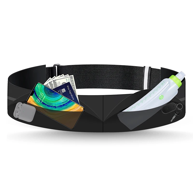 

HAISSKY Сумка для бега с бутылкой для воды для мужчин и женщин, универсальная высокоэластичная спортивная сумка поясная сумка, ультратонкая поясная сумка для тренажерного зала и фитнеса