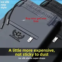 Men's Loose Straight Leg Sport Pants Ice Silk Elastic Waistband Quick Dry Resistant Wear Mid-aged Elastic Autumn Winter Trousers