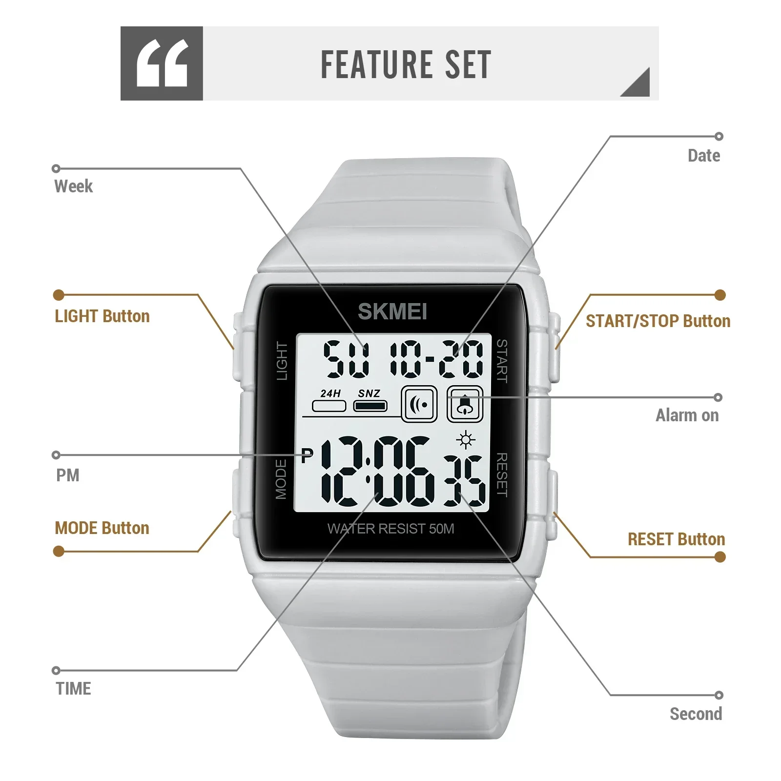 SKMEI 1960  LED Light Wristwatch reloj hombre Digital movement Mens Sport Watch Military Countdown Alarm Clock 5Bar Waterproof 5