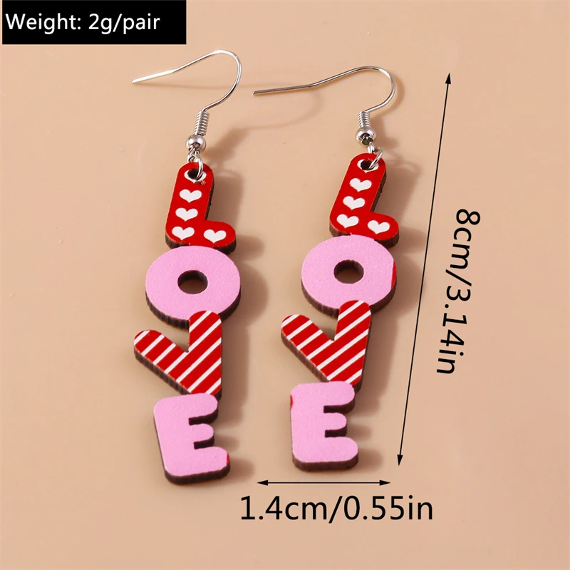 Mode Holz Liebe Herz Regenbogen Tropfen Ohrringe für Frauen Mädchen Party Urlaub Schmuck Geschenke – Detail 20