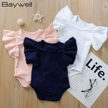 Newborn Infant Baby Girl Romper Ruffles Sleeve Triangle Bag Baby Girl Clothes 100% cotton Onesie Pajamas Toddler Jumpsuit