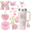 9PCS Accessory Set for Stanley Cup 30oz 40oz Butterfly Straw Cover Cap Silicone Boot Charm Initials Sticker Spill Proof Stopper