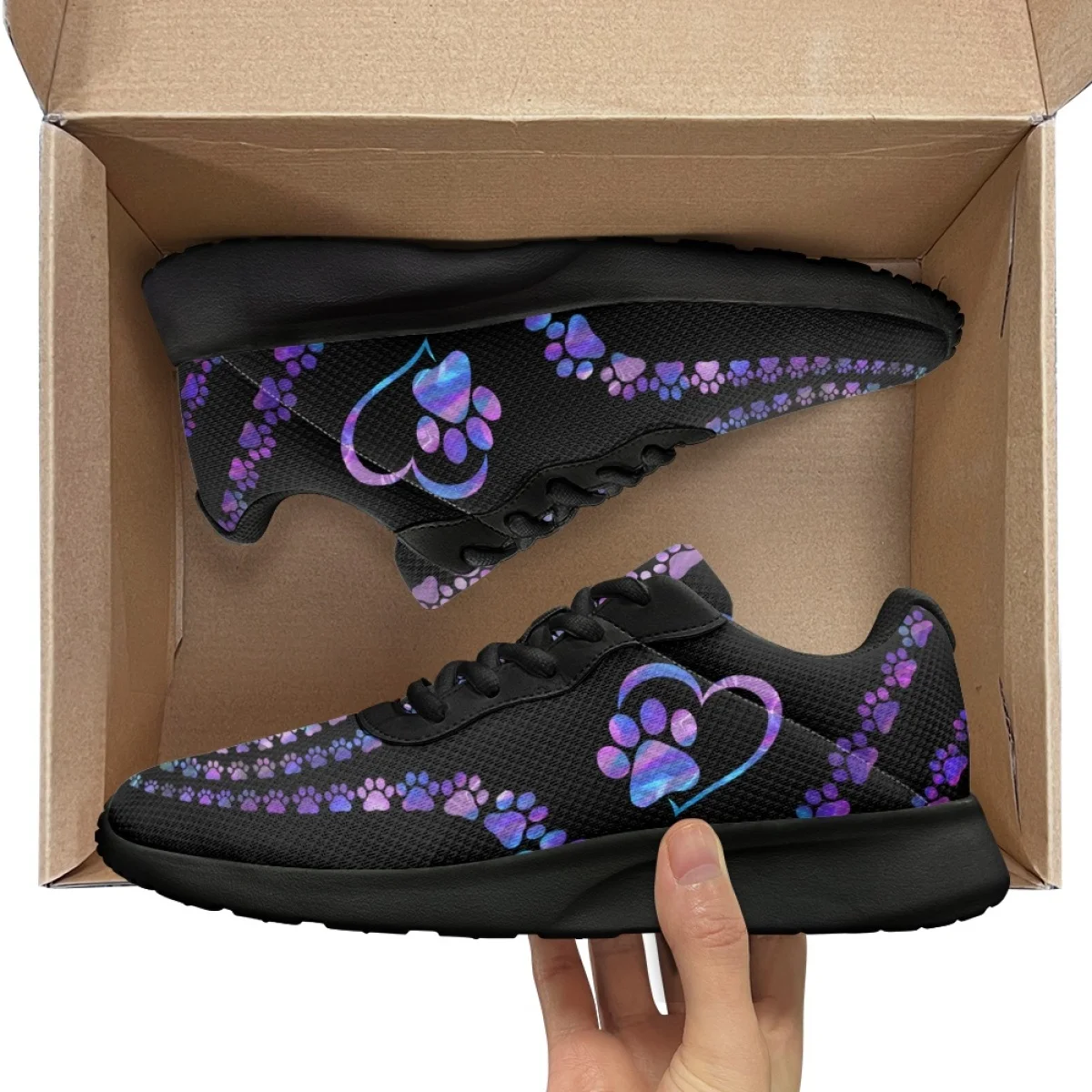 Fashion Love Dogs Print Women's Soft Cozy Gym Sneaker Wear-resistant Outdoor Casual Shoes Lightweight Breathable Walking Shoes