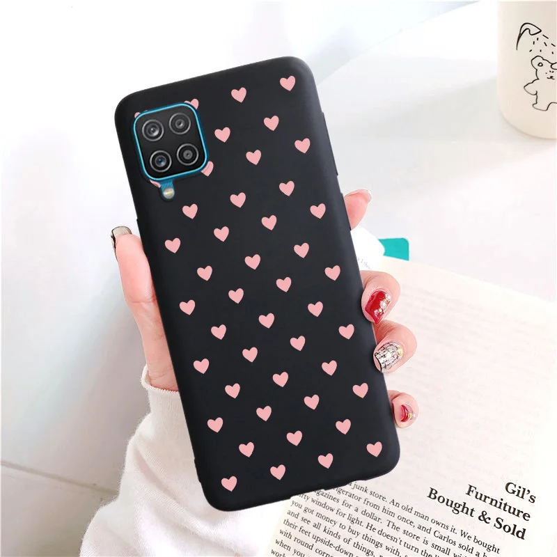 Candy Matte Soft TPU Case For Samsung Galaxy A12 Shockproof Silicone Back Cover For SamsungA12 A 12 SM-A125F Cases Red Cat Funda