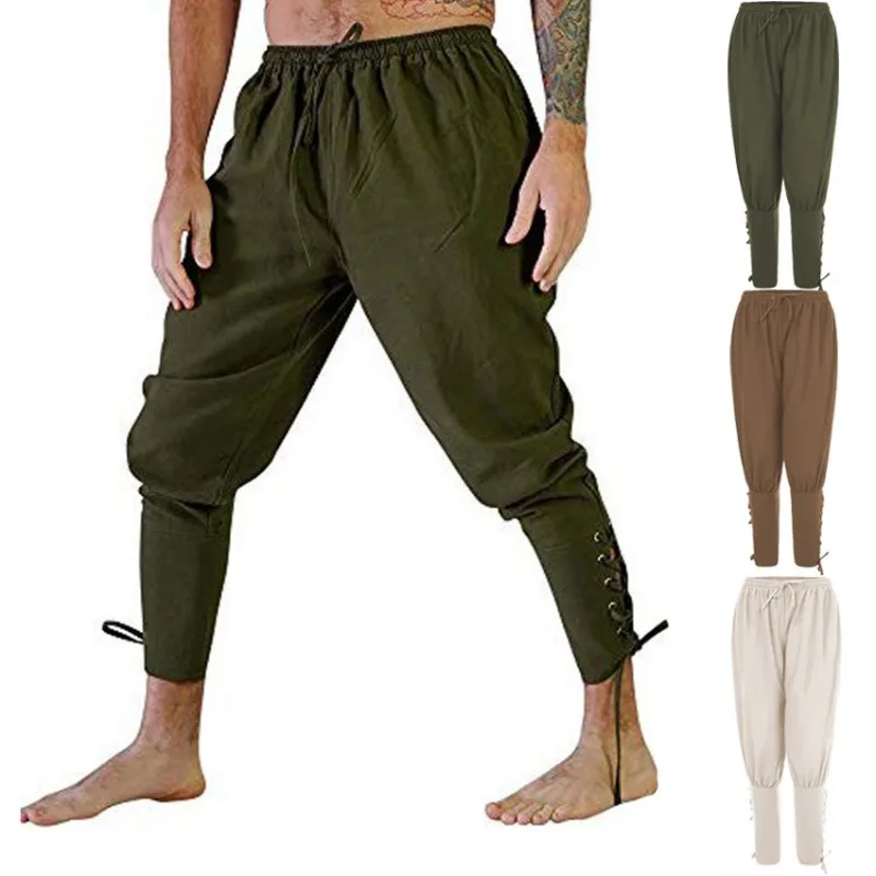 

2024 Casual Pants for Men, Summer Men, Ankle Strap Pants, Medieval Stage Performance Pants, Trendy Men
