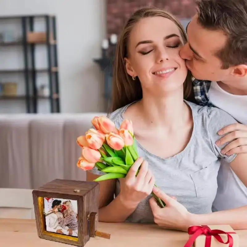 Luminous Hand Crank Photo Flip Book Frame 8/16 Photos Hand Motion Page-turning Photo Machine Decorative Easy To Install