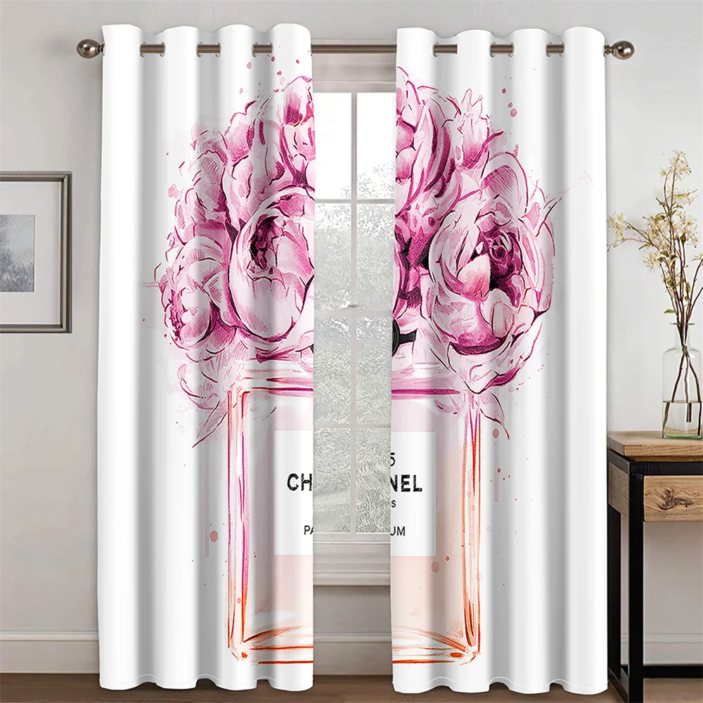 Luxury Classic Brand Design Flowers Modern Custom Logo Free Shipping 2  Pieces Thin Window Curtains for Living Room Bedroom Decor - AliExpress