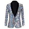 Luxury Laser Sequin Tuxedo Blazer Jacket Men One Button Shawl Lapel Dress Suit Blazer Male Party Stage Prom Singer Costume Homme 1