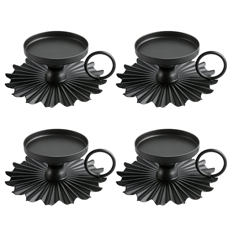 

4Pcs Black Retro Iron Candle Holder, Elegant Decorative Candlestick Candle Holders Stand Candlesticks Holder For Wedding
