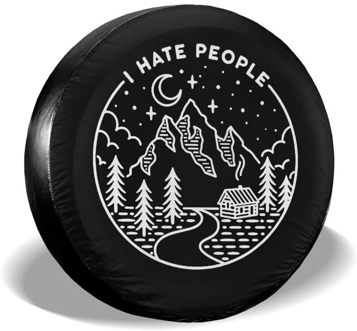 

I Hate People Camping Spare Tire Cover for Jeep Wrangler RV SUV Camper Travel Trailer Accessories 14 15 16 17 Inch