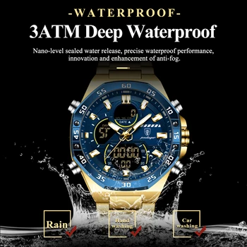 POEDAGAR Top Sport Men Clock LED Luminous Waterproof Week Date Man Watch Electronic Stainless Steel Fashion Quartz Men's Watches