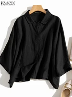 ZANZEA Summer Fashion Lapel Neck Shirt Women Elegant 3/4 Sleeve Blouse Work Buttons Down Tops Tunic Female Casual Loose Blusas - Image 4
