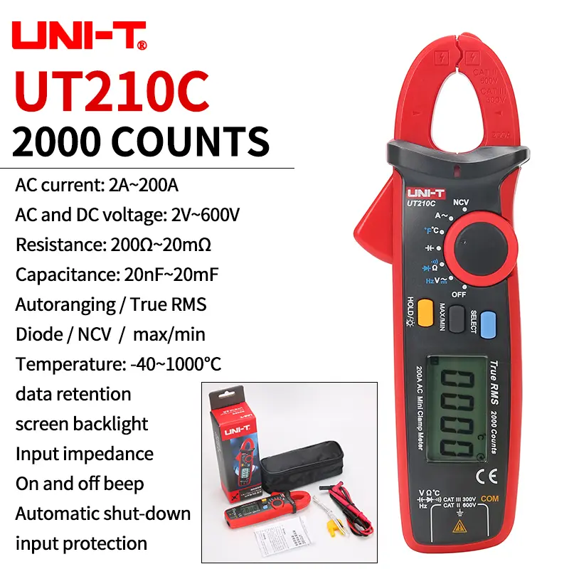 UNI-T UT210E UT202A UT204 Plus Clamp Meter AC/DC Digital Voltmeter Ammeter Pliers Multimeter Professional Electrical Multitester image 14