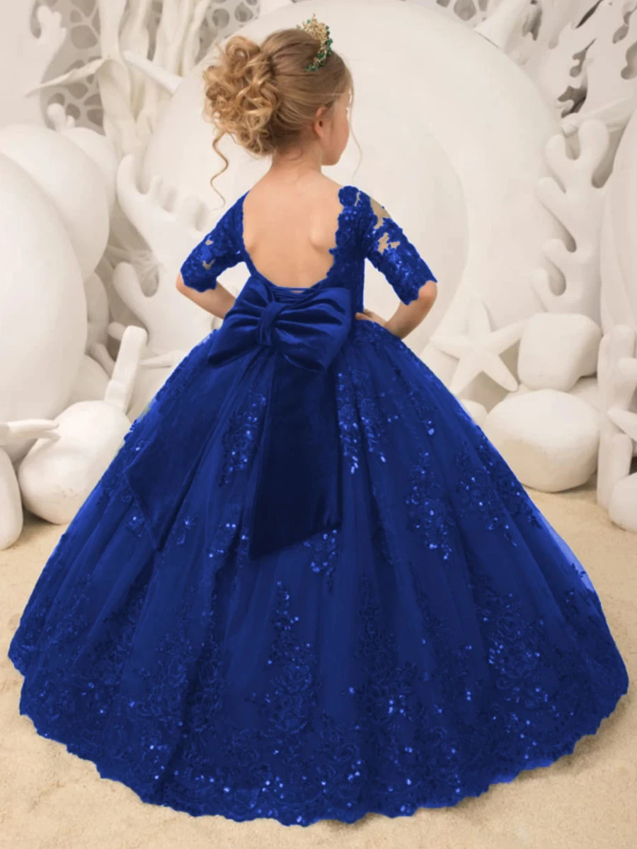 Girl's Princess Party Dress - Lace & Tulle Flower Ball Gown For Kids Size 10-11 Years (Green) - View #7