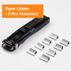 Enhanced Paper Clipper and Stapler with Refill Set for Office Organization and Document Binding (Black)