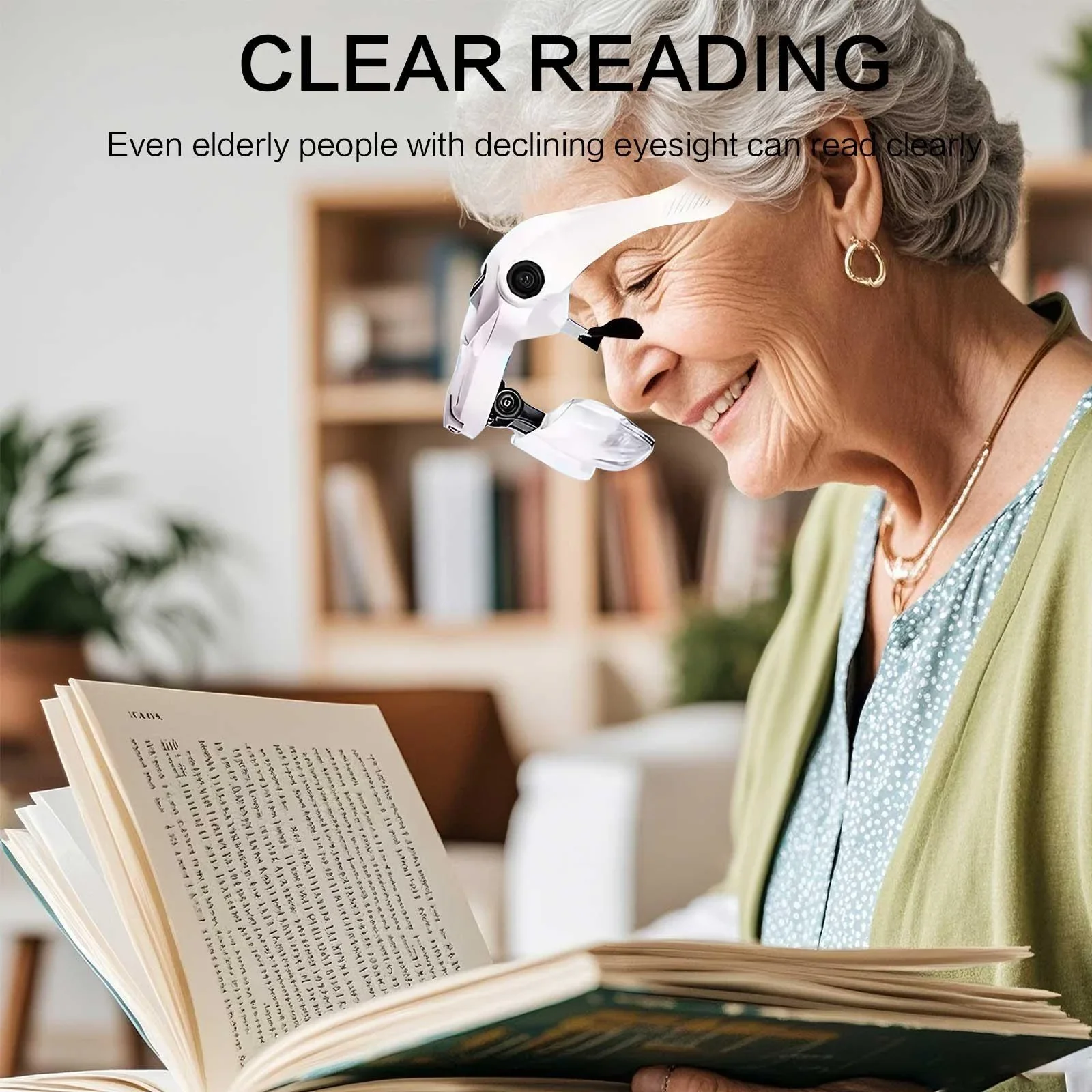 LED Head-Mounted Magnifier with Adjustable Lenses and Comfortable Headband