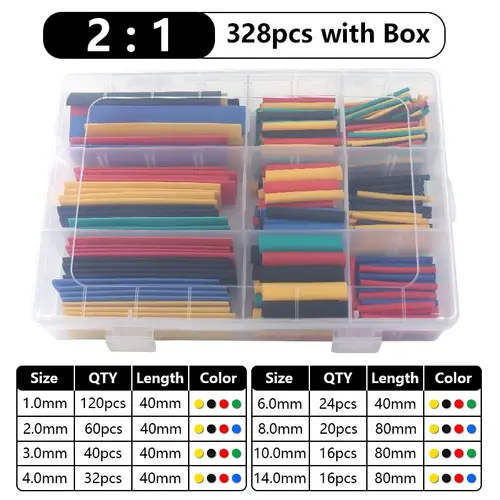 102-750pcs 2:1 Thermoresistant Tube Heat Shrink Wrapping Kit Assorted Wire Cable Insulation Sleeving 3:1 Heat Shrink Tube Set - Image 13